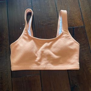 Orange textured bikini top and bottom